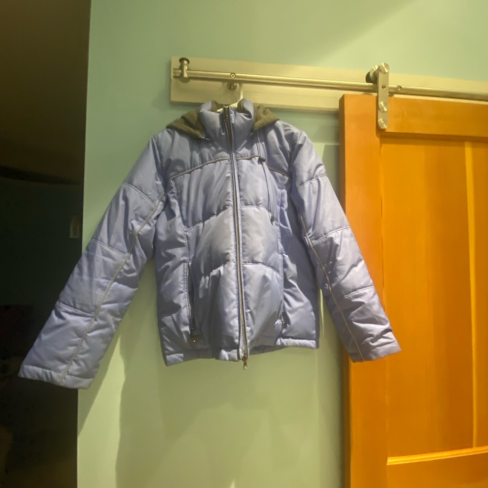 Blue puffer jacket
